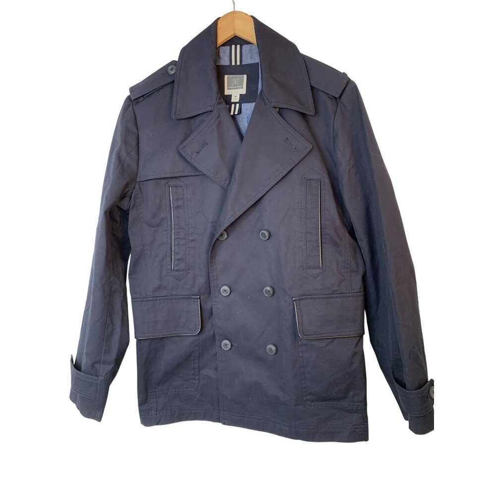 Mens Navy Peacoat Short Trench By I.N.C International Concepts Cotton M RA10054